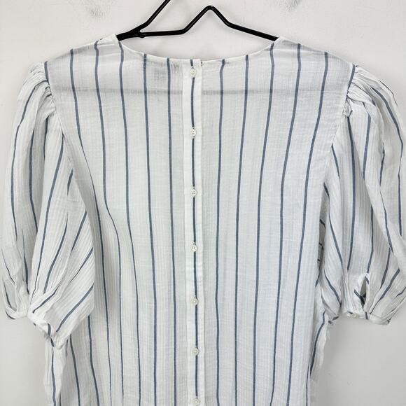J.Crew Puff Sleeve Top Sheer Gauze Cotton Striped Lightweight Ivory XL NWT - Picture 12 of 13
